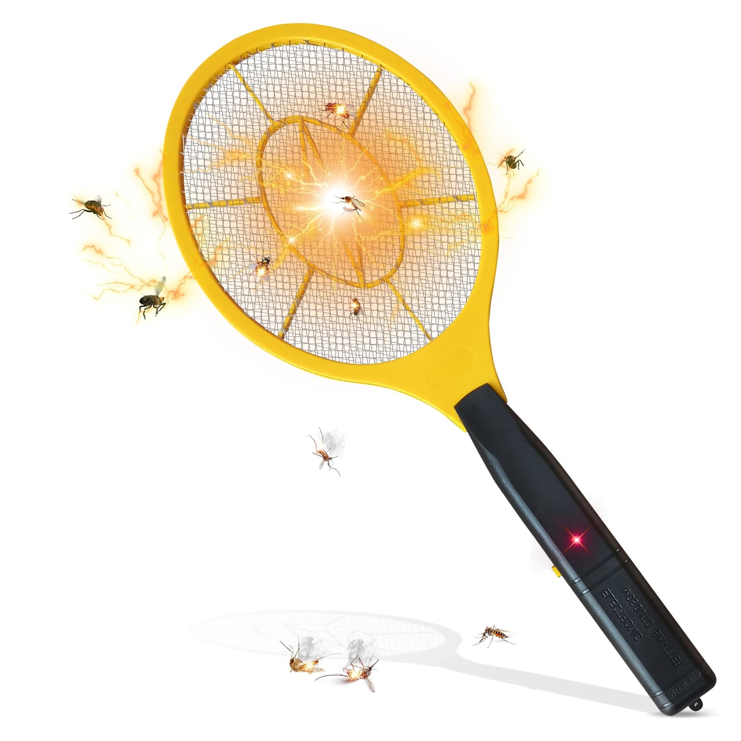 Electric Fly Zapper - Electronic Bug Zapper with Protective net Layer - Pest Control Mosquito and Insect Catcher Racket - Electric Fly Swatter - Handy Fly Killer Racket for Indoor and Outdoor