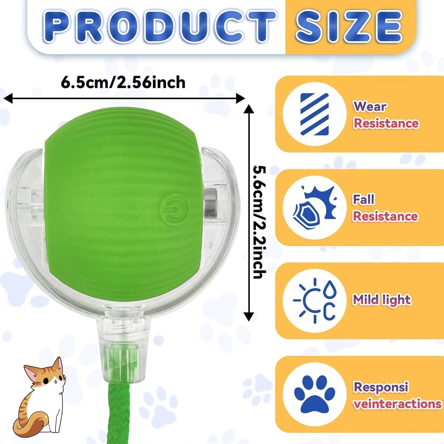 Active Rolling Ball with Tail for Cats/Dogs, Rechargeable Electric Interactive Ball Toy