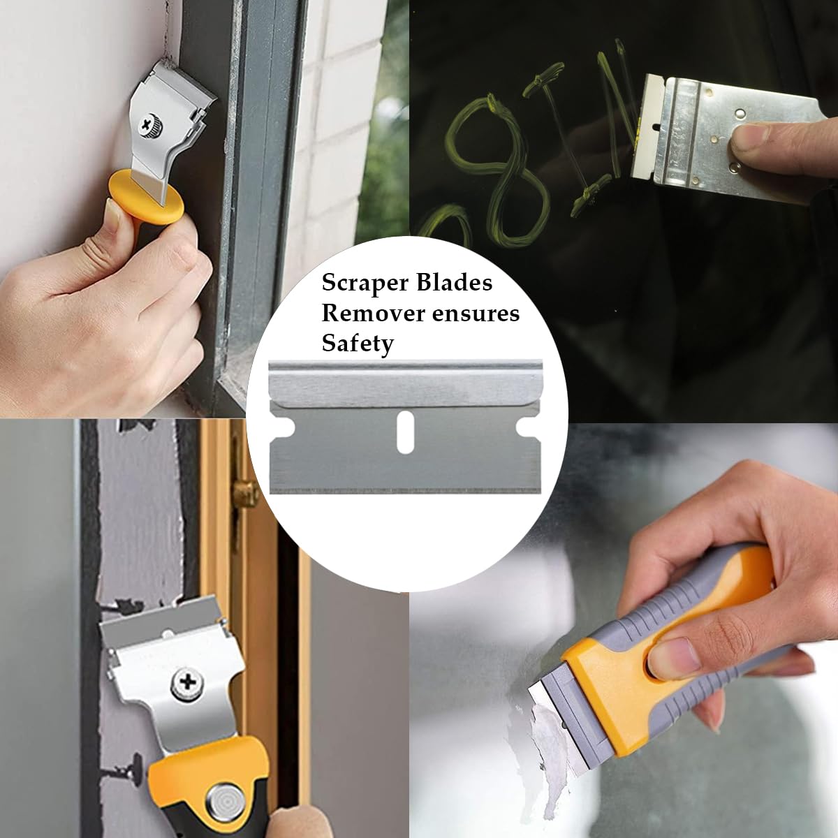 Razor Blades Plastic Window Glass Scraper Blades Non-Scratch Blades Replacement Razor Scraper Blades for Ceramic Hob Decal Paint Residue Paint Scraper Cleaning Tool Decals Scraper