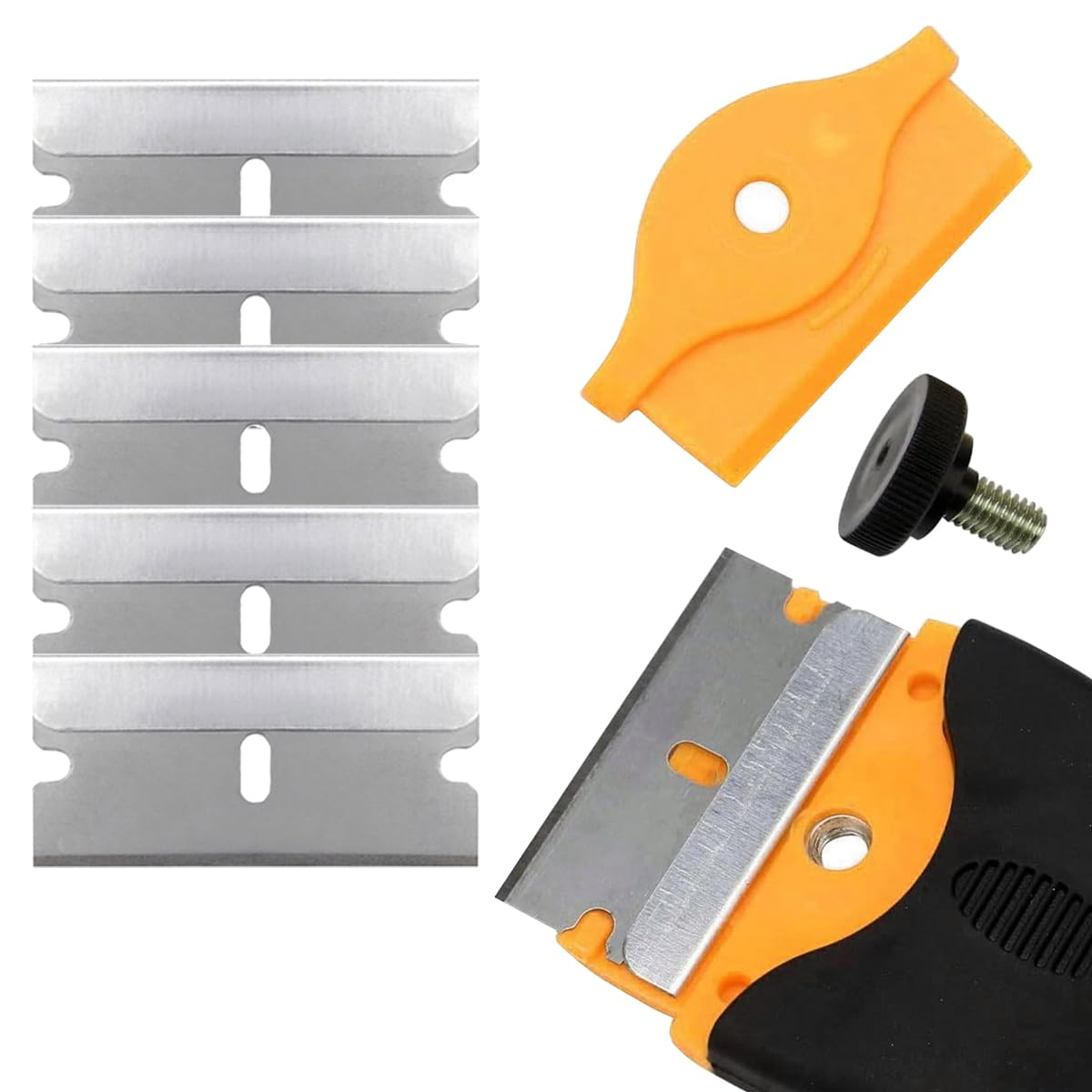 Razor Blades Plastic Window Glass Scraper Blades Non-Scratch Blades Replacement Razor Scraper Blades for Ceramic Hob Decal Paint Residue Paint Scraper Cleaning Tool Decals Scraper