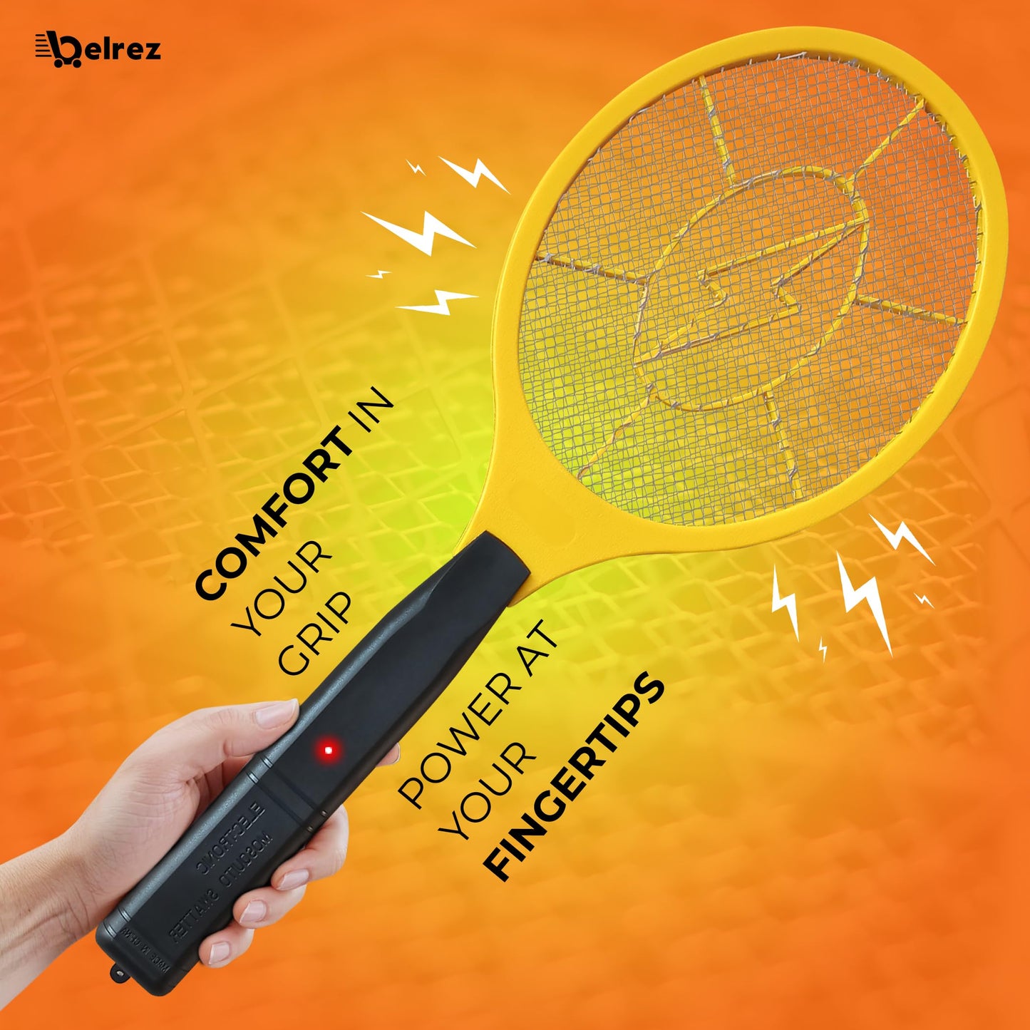 Electric Fly Zapper - Electronic Bug Zapper with Protective net Layer - Pest Control Mosquito and Insect Catcher Racket - Electric Fly Swatter - Handy Fly Killer Racket for Indoor and Outdoor