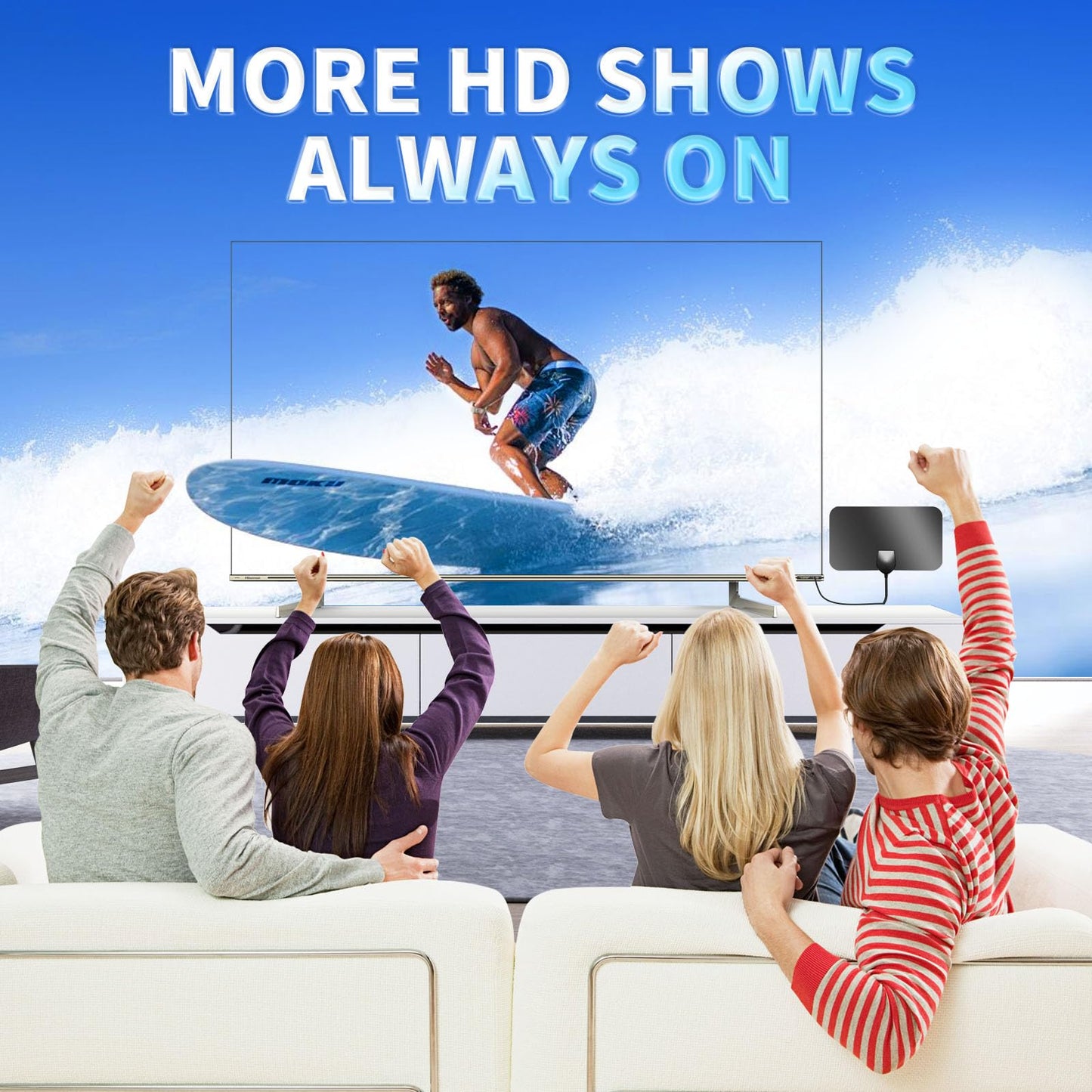 2025 Upgraded TV Aerial - Indoor TV Aerial Antenna for Any TV with Signal Booster - Digital Aerial for Freeview TV 280+ Miles Long Range Support 4K 1080P HDTV