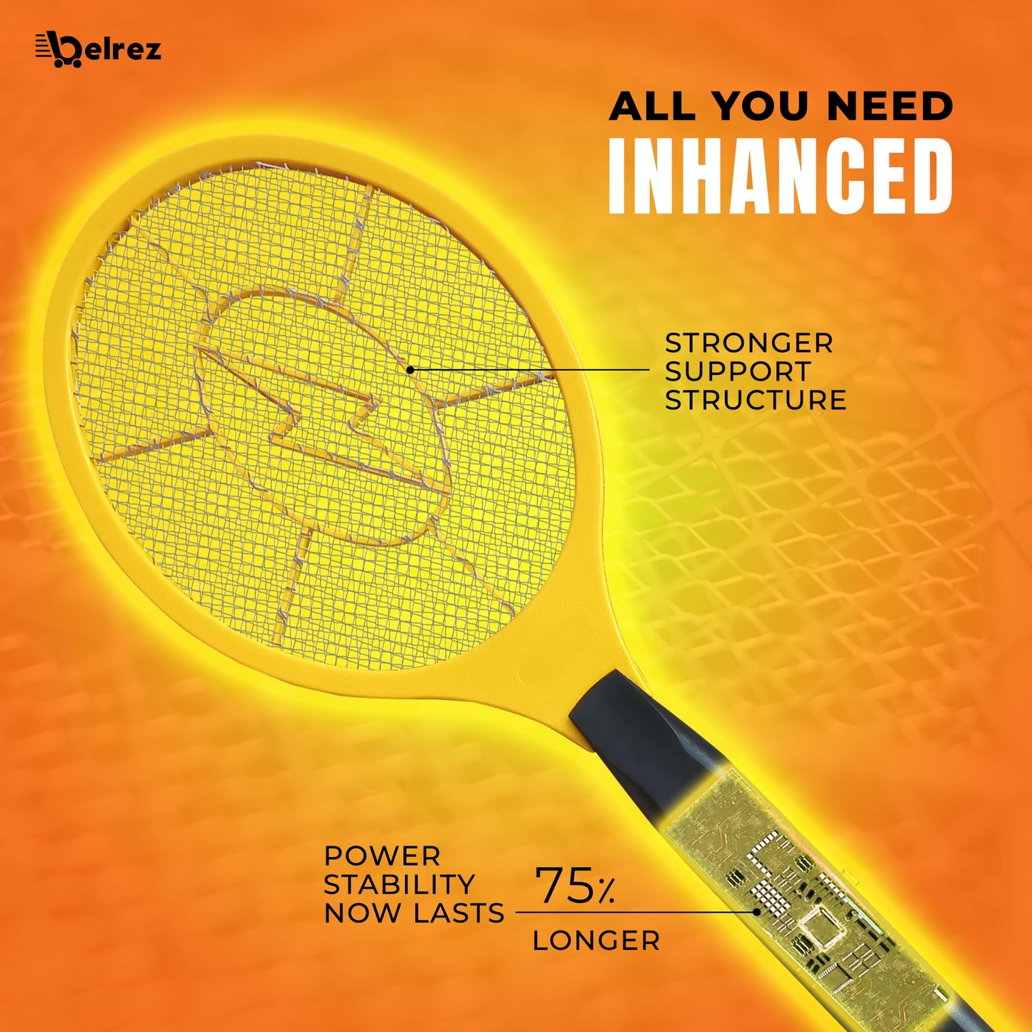 Electric Fly Zapper - Electronic Bug Zapper with Protective net Layer - Pest Control Mosquito and Insect Catcher Racket - Electric Fly Swatter - Handy Fly Killer Racket for Indoor and Outdoor